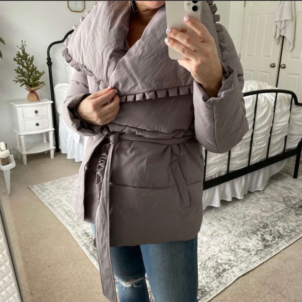 Lost Ink Wrap Puffer Coat